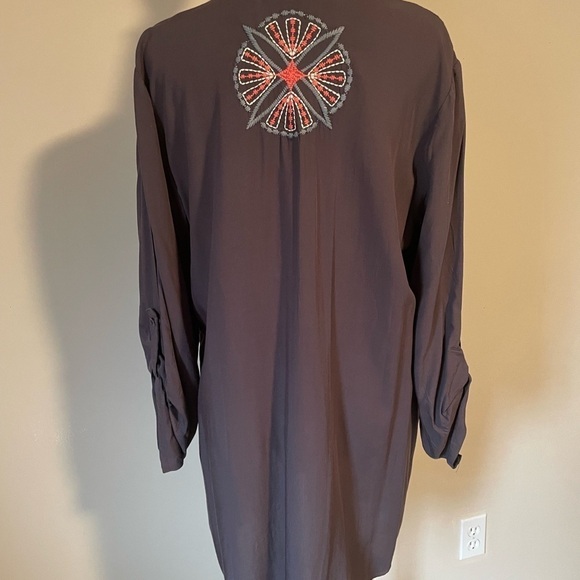 Luna Moon Womens Embroidered Gray Tunic Size Large Boho, oversized, festival - Picture 6 of 8
